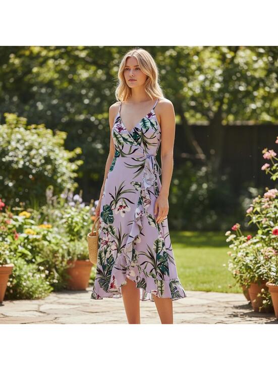Jennifer Lopez Dresses & Skirts - Jennifer Lopez Women’s XS Lavender Floral Wrap Maxi Long Dress